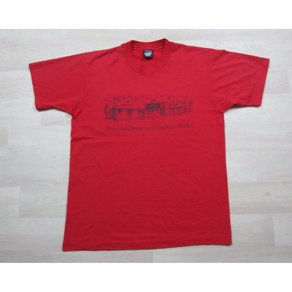 Vintage 90s Tourist T-Shirt (L) Beautiful Downtown Chicken Alaska Single Stitch